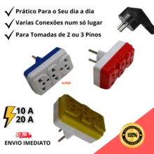 Kit Of 5 Benjamin T Central Colorful Universal Plug Adapters With 3 Inputs (10A And 20A) For Home And Business Use. - 1 單位 - 查看 2