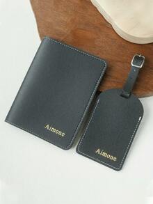 Personalized Name Passport Holder And Luggage Tag Set, Customized Gold Foil Texture Travel Gift, Customized Faux Leather Passport Cover And Luggage Tag Set, Customized Travel Accessories, Handmade Fashion Travel Gift, Birthday Gift, Bridesmaid Gift - Multicolor - View 8