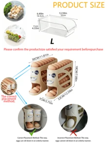 1 件/2 件 4 层大容量滑动鸡蛋储存盒，厨房冰箱鸡蛋收纳盒，鸡蛋架，自动滚动，节省空间的设计，适用于厨房台面、橱柜、冰箱侧门、厨房储物盒和橱柜、厨房配件、冰箱储物盒、零食盒、香料容器、鸡蛋、水果