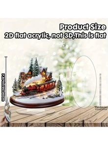 1 pieza Decoración de escritorio de estilo bohemio en 2D plano, de acrílico - Tren y árbol de Navidad. Decoración temática de tren estacional, adecuada para el hogar, la oficina, Navidad, Año Nuevo, fiestas, Acción de Gracias, regalo de Navidad (se incluye un video de exhibición del producto completo, se recomienda verlo primero)