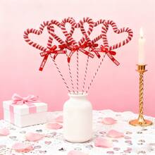 4个红白相间心形装饰签，情人节花束装饰、餐桌摆饰、DIY婚礼、生日派对装饰、浪漫礼物点缀 - 紅白色 - 查看 1