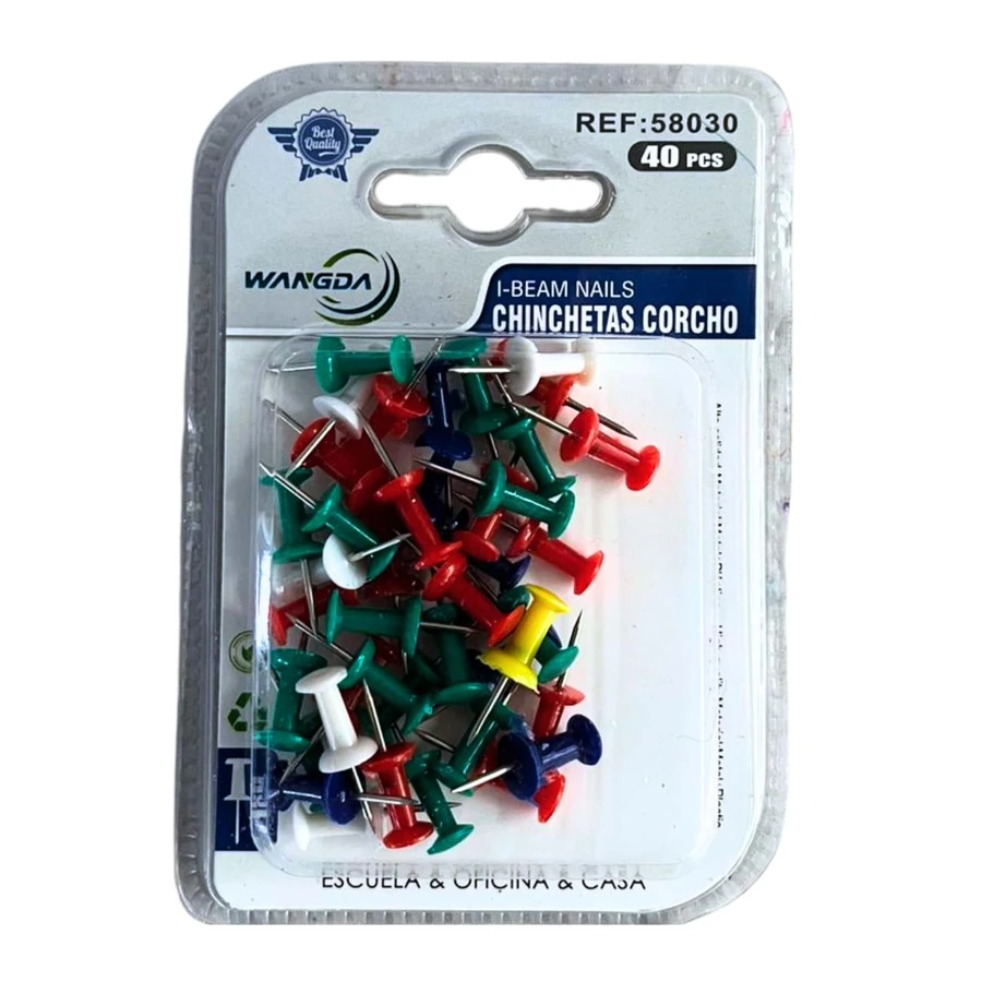 Pack de Chinchetas de Colores para Corcho – Set de Tachuelas Metálicas con Cabeza Plástica Multicolor, Ideales para Fijar Notas, Fotos y Recordatorios en Tableros, Oficinas, Escuelas o el Hogar, con Diseño Resistente y Duradero - Multicolor - Ver 1