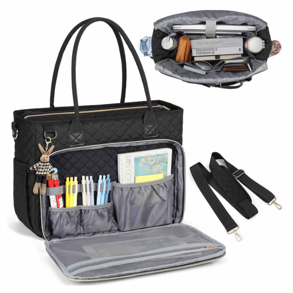 Maletín para portátil para profesoras, maletín para portátil de 15,6 pulgadas para mujer, maletín de trabajo, maletín de mano para portátil, maletín para enfermeras, maletín profesional para ordenador con bolsillo térmico, ideal para la oficina, la universidad o enfermería.