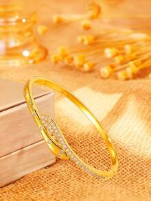 Set de 5 piezas de pulseras de cobre elegantes con diseños variados, incluyendo formas de serpiente y de cadena, que muestran estilos y gustos únicos, adecuadas para el uso diario y reuniones festivas, resaltando el encanto femenino. - Dorado - Ver 8