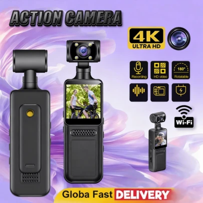 Máy quay phim cầm tay WiFi 4K đeo trên người, máy quay phim ngoài trời cho xe đạp thể thao du lịch ngoài trời