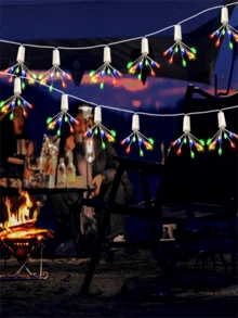 1 buc Lampă cu șir de artificii 50/100LED, Lampă cu șir decorativ de Crăciun, Lampă de zână cu stele colorate, Lampă cu șir decorativ alimentată prin USB cu telecomandă, Potrivită pentru decorarea lămpii de Crăciun în grădină, decorarea piscinei, terasăi, petrecerii, nunților, de Crăciun, campingului, gardului rulotei - USB + telecomanda - Vizualizare 11