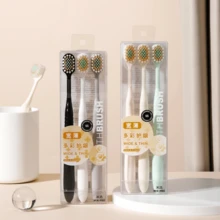 Japanese Wide Thin Soft Toothbrush Set Of 3 For Adults - Premium Fine Soft Hair Toothbrush For Couples And Home Use