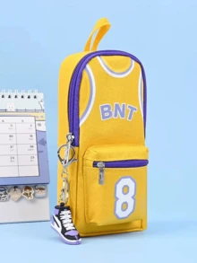 NBA Lakers Official #8 + Team Logo Pencil Pouch, Vintage Themed Design (Iconic Team Emblem + Nostalgic #8 Print), Premium PU Leather (Wear-Resistant & Easy To Clean), Magnetic Closure (One-Hand Operation), Multi-Pocket Organizer (Fits Pens, Erasers, Small Gadgets), Compact Backpack-Friendly, Cool Sports Aesthetic, Back-To-School Must-Have For Students, Great Gift For Lakers #8 Fans (Boys/Girls/Teens) - Yellow No. 8 - View 4