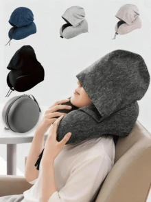 Outdoor Travel Car Pillow, Memory Foam U-Shaped Hooded Pillow, Removable And Washable, Hooded Neck Pillow, Available In Multiple Colors - Multicolor - View 3