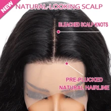 200% 密度 13x4 蕾丝前假发，高清透明蕾丝前假发，巴西水波纹蕾丝前假发，200% 密度自然色水波纹假发，预先拔毛，带婴儿发，预先漂白发结，自然发际线，适合女性日常佩戴 - 自然色&黑色系 - 查看 5