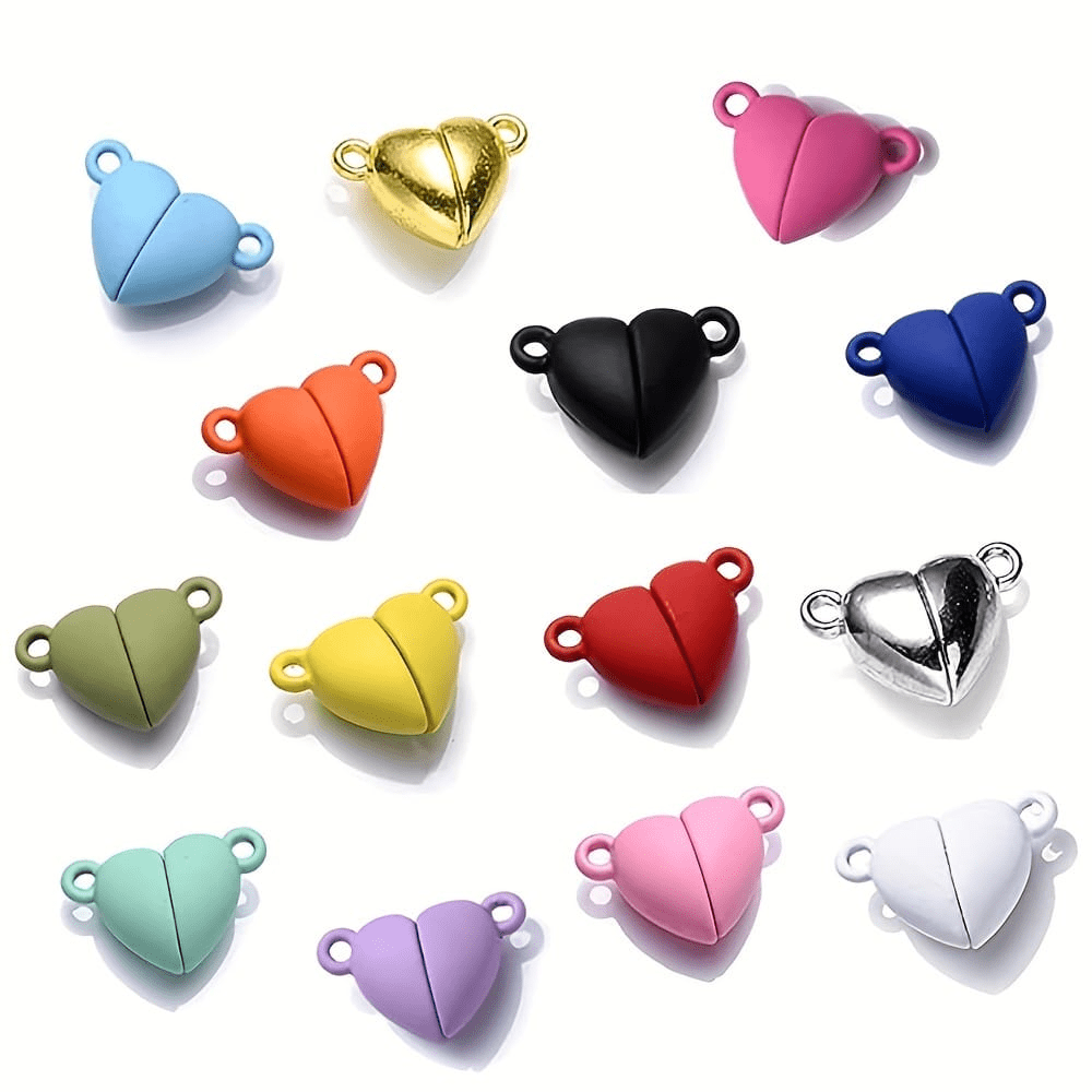 [Magnetic Clasps] 5 Pairs Magnetic Clasps Heart Shaped Multicolor Clasp For Jewelry Making, Connected For Bracelet Necklace Making Jewelry Accessories