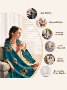 SEPTEVAGUS Customized Blanket Using Pet Photos, Personalized Background Pet Blanket With Dog Or Cat Image, Custom Flannel Sofa Blanket Pet Gift, Outdoor Camping Trips, Pet Photo Blankets, Dog Dad Gifts, Customized Pet Supplies,Durable,Breathable,Lightweight,Washable,Cute,Love,Warm,Cozy,Soft,Comfortable,Simple,Custom,Personalized,Unique,Him,Her,Boyfriend,Girlfriend,Dad,Mom,Family,Friends,For Anniversaries,For Birthdays,For Housewarming,Bed,Car,Bedroom,Tea Room,Living Room,Sofa - Multicolor - View 5