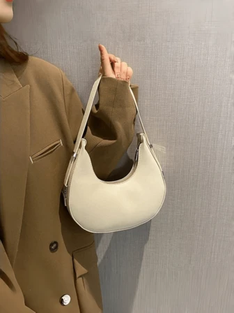 Bolso de hombro/bolso de mano de piel de PU de moda y lujoso, bolso en forma de media luna de nicho francés, adecuado para ir de compras o para el trabajo