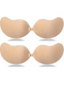 2/1pc Invisible Push Up Sticky Bra Women Backless Strapless Bra Seamless Self-Adhesive Silicone Nipple Cover Boob Pads Sticker Wedding Dress Lingerie,Skin Tone Black With Bonded Bra For Women, Reusable Push Up Bra, Invisible Backless Bra For All Seasons - Multicolor - View 14