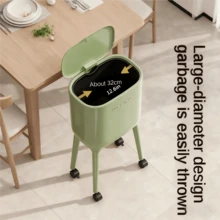 No Bending Kitchen Trash Can, Luxury High-End Large Capacity Mobile Garbage Bin For Home & Living Room