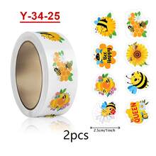 2pcs Bee Stickers, Cute Cartoon Motivational Sticker Labels For Students Teachers, DIY Scrapbooking Journal Supplies, Gift Sealing Envelope Decoration - Multicolor - View 4