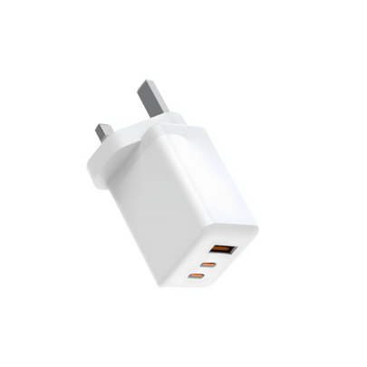 GEO 65W GaN PD 3.0 Retractable Wall Charger - 1 USB-A + 2 USB-C Multiport, 70CM Type-C Cable Included, Foldable Travel Essential, Fast Charging Block For IPhone 17 Pro Max/16/15/14, Galaxy S25/S24, Travel Office Home Dorm