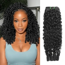 Curly Human Hair Bundles 16 18 20 Inches 3Pcs Water Wave Burmese Curly Bundles Human Hair Weave With Spiral End 3c4a Quick Weave Hair For Women Natural Black