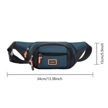 Riñonera para hombre 34 cm * 15 cm + Contraste multicolor + Múltiples compartimentos Adecuada para aventuras al aire libre / Compras diarias Nailon de primera calidad + Correa ajustable para la cintura Con capacidad para el teléfono / la cartera + Accesorios para hombre portátiles y prácticos - Verde militar - Ver 3
