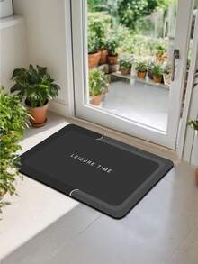 One Silica Gel Kitchen Mat With Grey & Black Patterned Frame Design, Anti-Fatigue, Non-Slip, Absorbent, Quick-Drying Floor Mat Suitable For Kitchen, Bathroom, Laundry Room, Front Doorway, Etc. ,Room Decor - Dark Grey - View 6