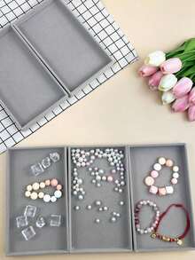 1个带抽屉的天鹅绒首饰盒，多功能奢华托盘，可收纳项链、戒指，灰色 - 彩色 - 查看 6