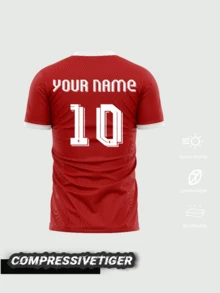 Men's Red Liverpool Football Jersey, Customizable Name And Number Front Back, Quick-Dry Breathable Training Top Sports - Red - View 2