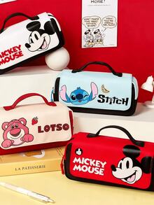 Disney Stitch Pencil Case, Cute 3D Stitch Design, High-Capacity Double-Layer Storage, Waterproof Polyester Material, Smooth Zipper & Elastic Pen Slots, Side Hidden Pocket, Portable Backpack Hook, Ideal foring/Teens/Students/Office Pocket Pocket, Portable Backpack Hook, Ideal for/Teens/Students/Office Workers & Fail for Girlfriend & Sweethearts - 淺藍色 - 查看 9