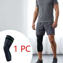 1pc Polyester Straight Knee Brace With Single Strap, Adult Sports & Fitness Knee Support, Warm For Outdoor Use In Autumn/Winter, Available In Different Colors - Green - View 3