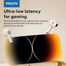PHILIPS 飞利浦新款蓝牙6.0无线耳机，降噪麦克风，持久舒适，适用于办公、学习、游戏等多种场合，兼容智能手机/平板电脑（官方认证） - 升级超长续航 - 灰色 - 查看 8