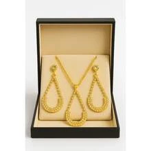 Necklace And Earrings Set - Teardrop Design With Sparkling Diamond Stones - New  - Gold And Silver - 金鋯石 - 查看 2