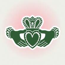 Autocollant vinyle Claddagh celtique - Autocollant mat durable, motif main, cœur et feuille, convient aux voitures, camions, ordinateurs portables, bouteilles d'eau - Art traditionnel irlandais, usage unique, autocollant pour pare-chocs, décoration irlandaise, application facile, résistant aux intempéries, personnalisation d'ordinateur portable - Multicolore - Voir 2