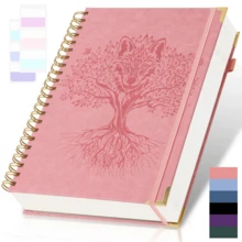 300 Pages Leather Journal Meeting Notebook, Large A5 Work Notepad, Hardcover College Ruled Notebook For Women & Men, Lined Diary Notebook For Writing, Thick Paper Lay Flat, Green Beautiful Notebook Gift Back To School