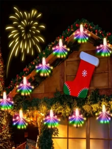 1 buc Lampă cu șir de artificii 50/100LED, Lampă cu șir decorativ de Crăciun, Lampă de zână cu stele colorate, Lampă cu șir decorativ alimentată prin USB cu telecomandă, Potrivită pentru decorarea lămpii de Crăciun în grădină, decorarea piscinei, terasăi, petrecerii, nunților, de Crăciun, campingului, gardului rulotei - USB + telecomanda - Vizualizare 6