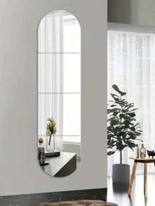 Wall Mounted Mirror, Adhesive Dressing Mirror For Bedroom, Dorm, Wardrobe, Full Length Frameless Wall Mirror For Women - Silver - View 1