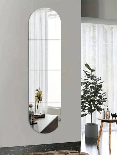 Wall Mounted Mirror, Adhesive Dressing Mirror For Bedroom, Dorm, Wardrobe, Full Length Frameless Wall Mirror For Women