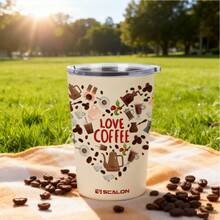 1pc 18oz SCALON Insulated Coffee Cup With Lid - Double Wall Vacuum Insulated Travel Mug, 304 Stainless Steel Lid - Keeps Drinks Hot/Cold For Long Time, Suitable For Coffee, Tea, Cold Beverages - Reusable And Durable, Perfect For Home, Office, Travel - Great Birthday, Christmas, Halloween Gift For Coffee Lovers (Men & Women), Multipurpose