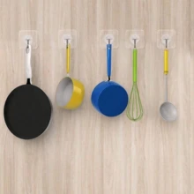 Seamless Wall Hooks, No Nails Required, Strong Adhesive Hooks, Sticky Wall Hooks, Self-Adhesive, Transparent, Removable, Waterproof, Rust-Proof, Suitable For Kitchen, Bathroom, Living Room