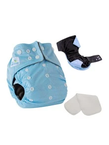 BABYBAMBOO Reusable Bamboo Cloth Diaper + 2 Inserts 4 Layers Of Microfiber - Blue - View 1