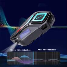 1/2 piezas Casco de motocicleta 2 en 1 con auriculares inalámbricos, radio FM estéreo, intercomunicador inalámbrico, manos libres, cancelación de ruido, batería de litio recargable, carga tipo C, negro, comunicación para motocicleta | Equipo de motocicleta moderno | Auriculares duraderos - 1 - Ver 9