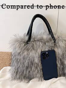 Women's Fuzzy Tote Bag Furry Shoulder Bag Large Plush Top Handle Purses Winter Women's Shoulder Handbags Fluffy Handbags Cute Soft Fluffy Purse Furry Bag Crossbody Bag With Shoulder Strap For Sending Friends Shopping, Dating, Thanksgiving Dinner Purse Shopping Working - Multicolor - View 10