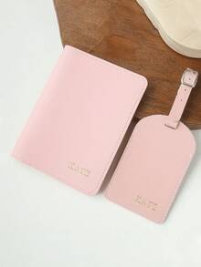 Personalized Name Passport Holder And Luggage Tag Set, Customized Gold Foil Texture Travel Gift, Customized Faux Leather Passport Cover And Luggage Tag Set, Customized Travel Accessories, Handmade Fashion Travel Gift, Birthday Gift, Bridesmaid Gift - Multicolor - View 6