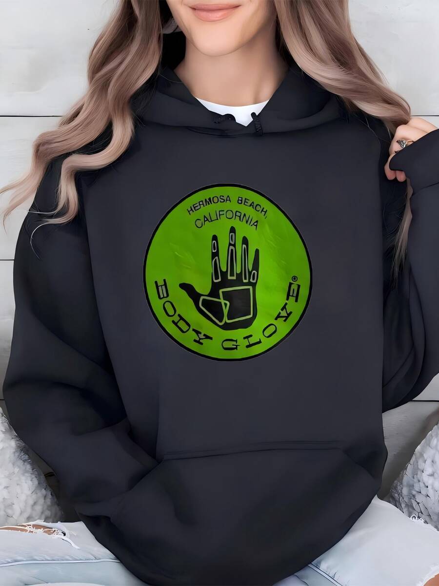Womens Vintage 90s Body Glove Big Logo Sweahoodie Body Glove Crewneck Body Glove Sweater Pullover Streewear Style Nice White Colour Size Medium Hoodie - màu đen - Xem 1