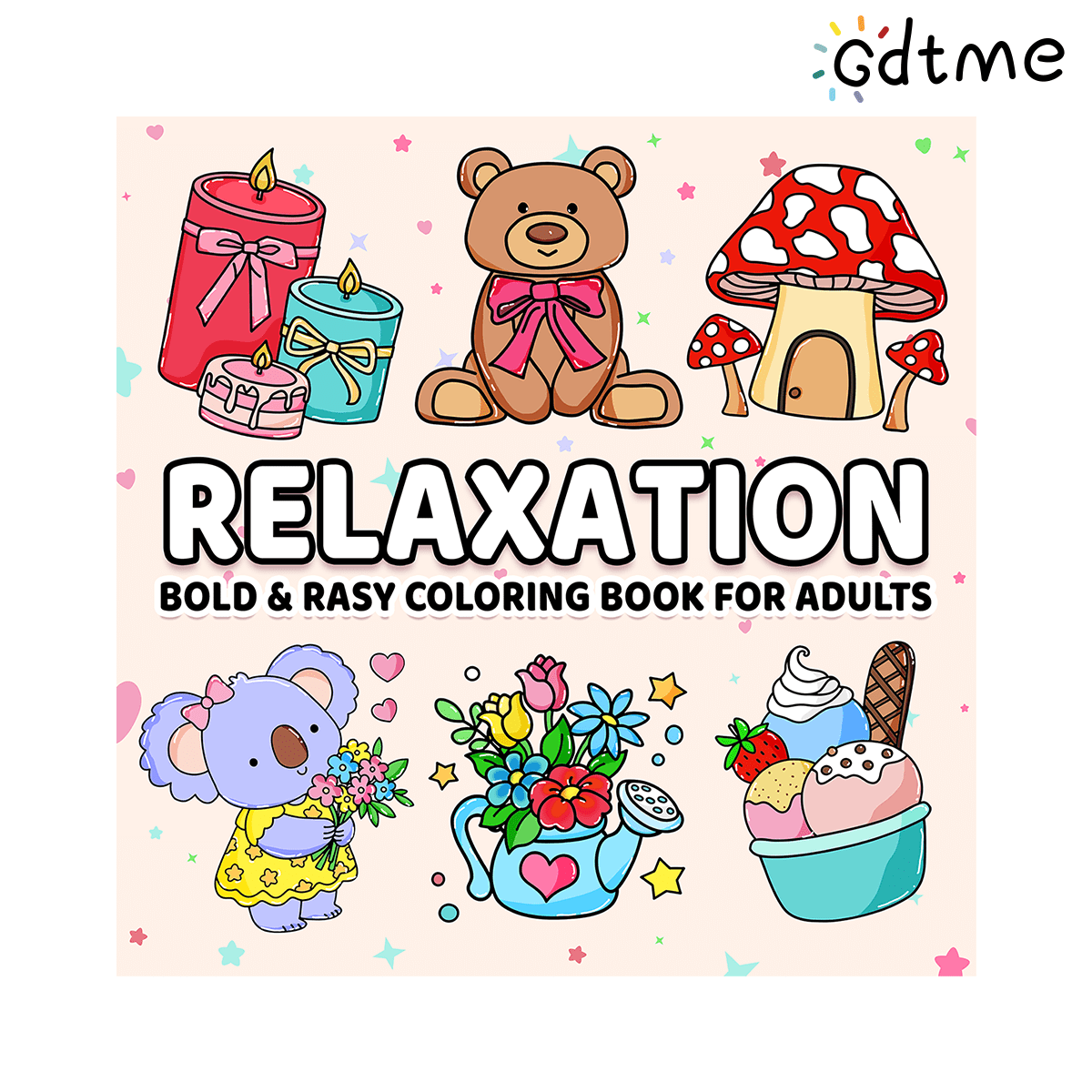 GDTME Pearlescent Thickened Coloring Book, 7.87inch 24 Pages, Bedtime Coloring For Relaxation And Stress Relief, Ins Style, Beautiful Patterns And Clear Lines, Suitable As A Thoughtful Gift For Gatherings, Holidays, Birthdays, And Christmas