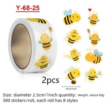 2pcs Bee Stickers, Cute Cartoon Motivational Sticker Labels For Students Teachers, DIY Scrapbooking Journal Supplies, Gift Sealing Envelope Decoration - Multicolor - View 1