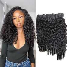 Curly Human Hair Bundles 16 18 20 Inches 3Pcs Water Wave Burmese Curly Bundles Human Hair Weave With Spiral End 3c4a Quick Weave Hair For Women Natural Black
