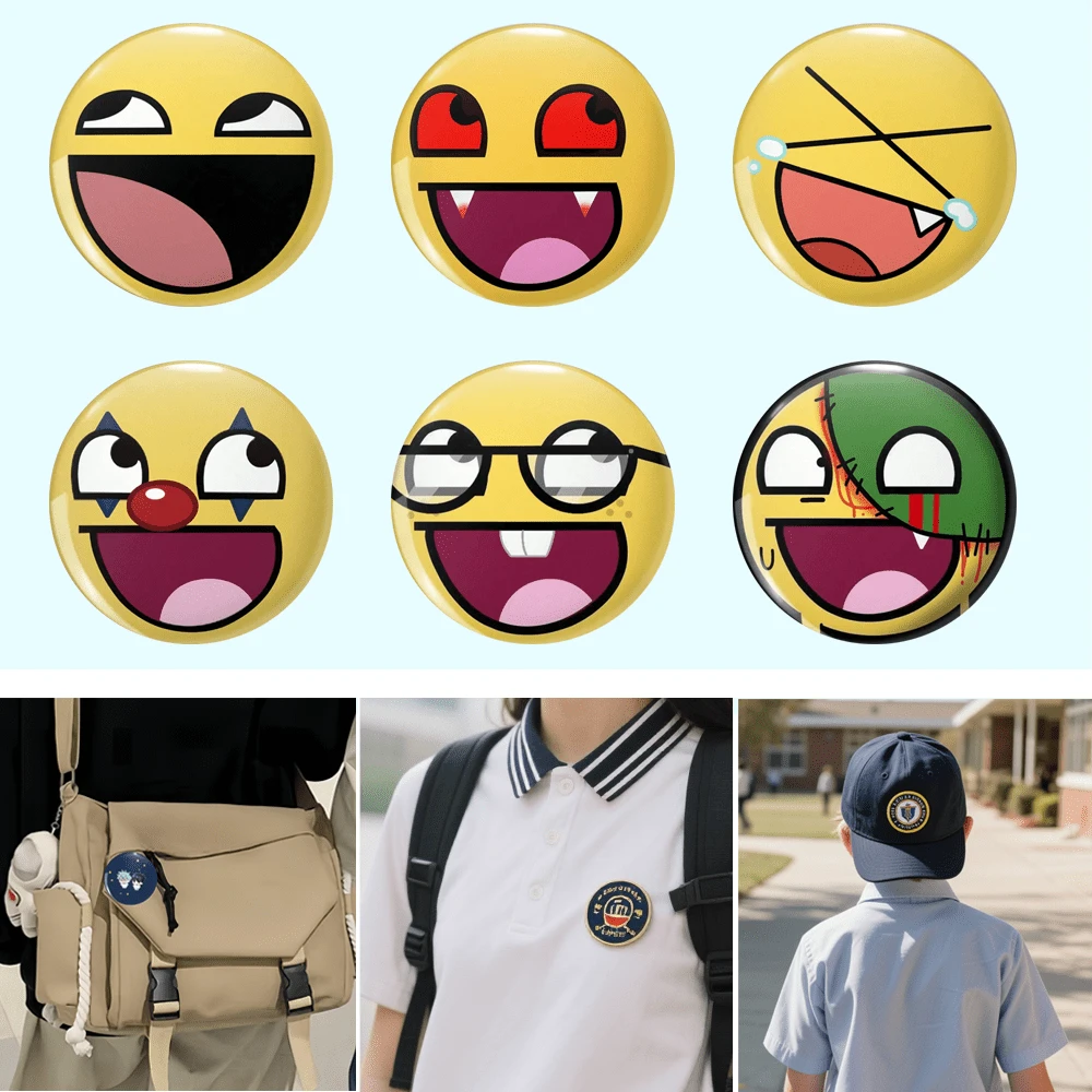 1 Stück 4,4 cm/1,73 Zoll süßer und skurriler Ausdruck Anstecknadel, Damen Brosche, Knopfbrosche, Kleidungszubehör, Taschenzubehör, geeignet für Sammlungen, interessante Geschenke für Freunde - Verschiedenfarbig - Übersicht 1