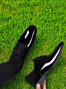 男士时尚百搭休闲鞋、商务正装鞋、户外橡胶底系带鞋、正式鞋、派对及婚礼鞋，适合日常及休闲穿着 - 黑色 - 查看 14