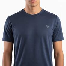 Camiseta Masculina Dry Fit Academia Treino Esportes  Secagem Rápida Tecido Respirável - Azul Marinho - Visão 6