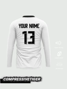 定制德国25/26赛季长袖足球球衣 - 男女款个性化足球衫，适合运动和休闲穿着，透气运动上衣，适用于足球、篮球、跑步等运动，是运动迷的理想选择，也是万圣节、感恩节、圣诞节和新年礼物的绝佳之选。 - 白色 - 查看 3