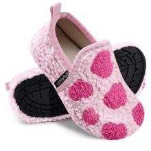 Kid's Cute Home Slippers Toddler Slip On Comfortable Warm Soft Sock Slippers Lightweight Non Slip Winter Shoes For Indoor And Outdoor - Trái tim hồng - Xem 1